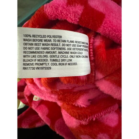 Girls 2pc Hearts Long Sleeve Cozy Pajama Set Cat & Jack Pink L (10/12) Soft New - Picture 3 of 4